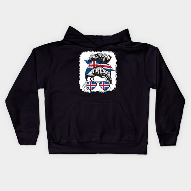 Island Iceland Flag Girls Icelandic Girl Kids Kids Hoodie by qwertydesigns